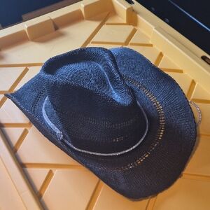 Black Straw Cowboy Hat with bling Silver Band